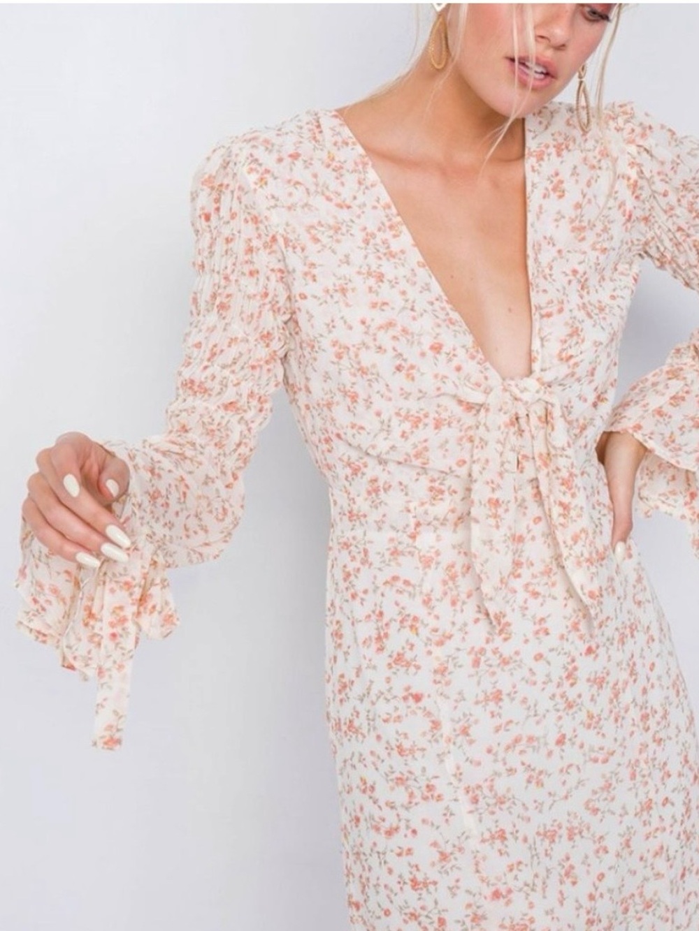 Etophe Studios Floral Tie-Front Midi Dress